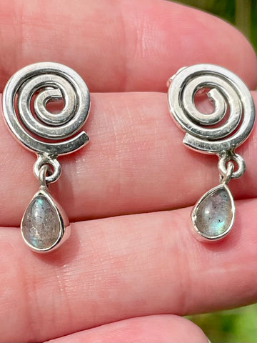 Spiral Studded Labradorite Earrings - Morganna’s Treasures 