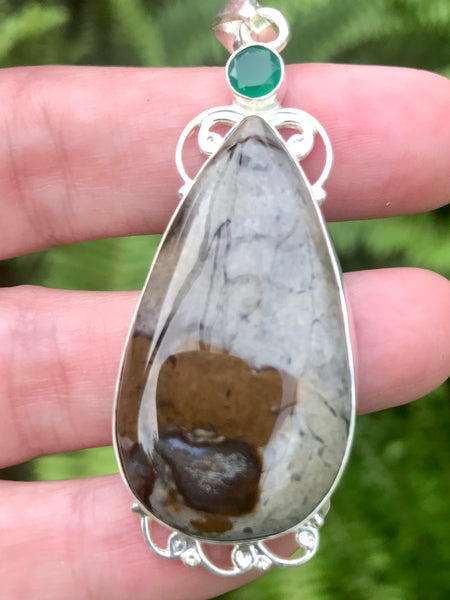 Rock Chalcedony and Green Onyx Pendant - Morganna’s Treasures 