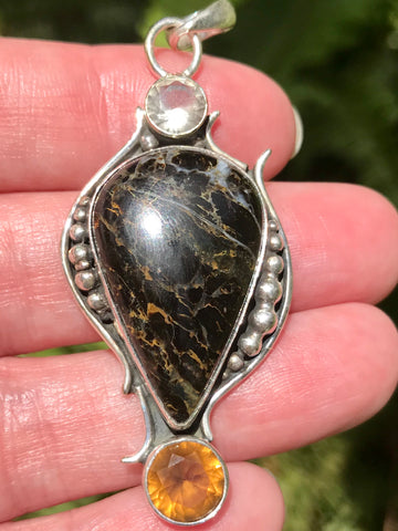 Pillars Jasper, Clear Quartz and Citrine Pendant - Morganna’s Treasures 