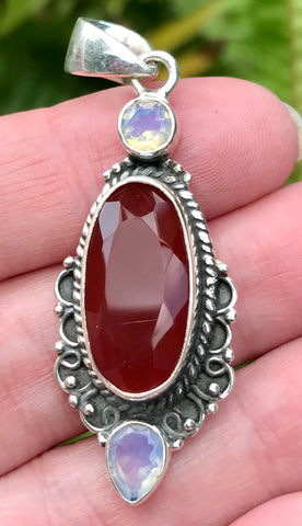 Carnelian and Fire Opalite Pendant - Morganna’s Treasures 