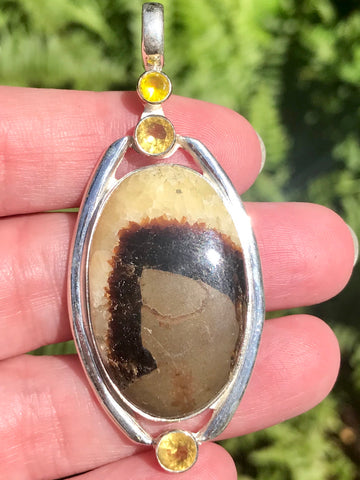 Septarian (Dragon's Stone) and Lemon Topaz Pendant - Morganna’s Treasures 