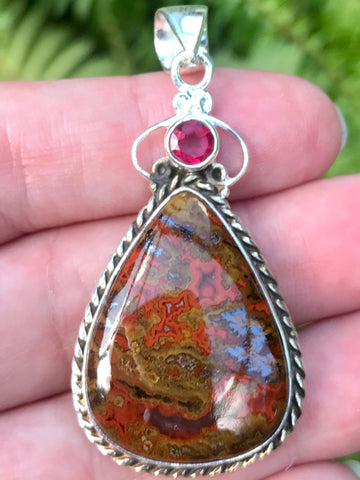 Red Jasper and Pink Tourmaline Pendant - Morganna’s Treasures 