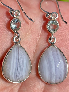 Blue Topaz and Faceted Blue Lace Agate Earrings - Morganna’s Treasures 