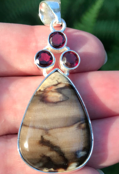 Picasso Jasper and Pink Tourmaline Pendant - Morganna’s Treasures 