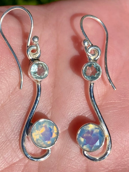Fire Opalite and Blue Apatite Earrings - Morganna’s Treasures 