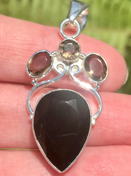 Black Onyx and Smoky Quartz Pendant - Morganna’s Treasures 