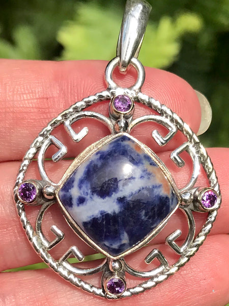 Sodalite and Purple Amethyst Pendant - Morganna’s Treasures 