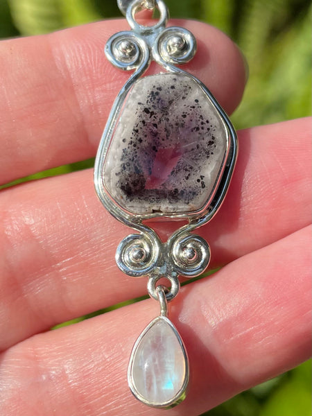 Auralite 23 and Rainbow Moonstone Pendant - Morganna’s Treasures 