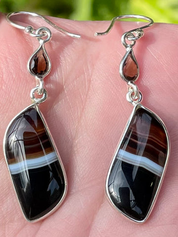 Botswana Agate and Smoky Quartz Earrings - Morganna’s Treasures 