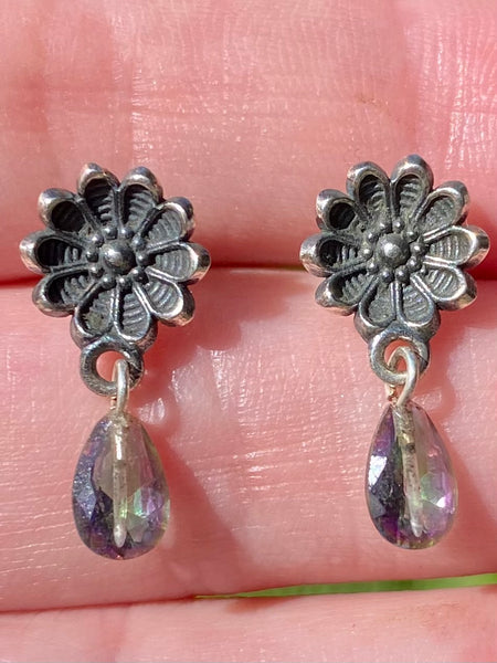 Mystic Topaz Flower Stud Earrings - Morganna’s Treasures 