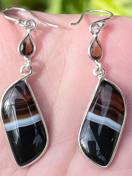 Botswana Agate and Smoky Quartz Earrings - Morganna’s Treasures 