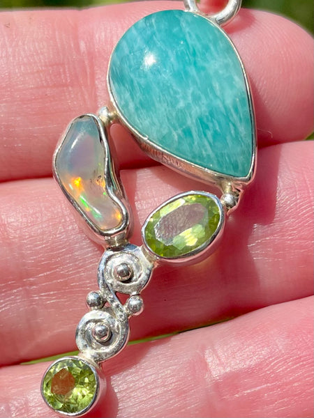 Amazonite, Ethiopian Opal and Peridot Pendant - Morganna’s Treasures 