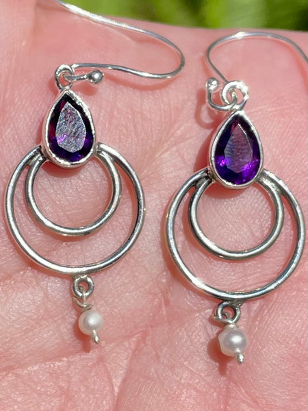 Amethyst and Freshwater Pearl Earrings - Morganna’s Treasures 