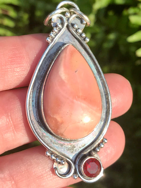 Pink Opal and Garnet Pendant - Morganna’s Treasures 