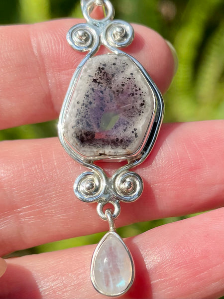 Auralite 23 and Rainbow Moonstone Pendant - Morganna’s Treasures 