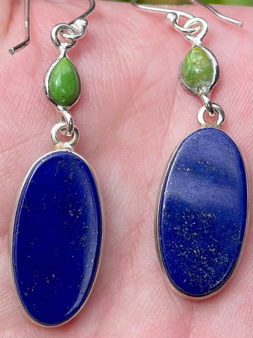 Green Mohave Turquoise and Lapis Lazuli Earrings - Morganna’s Treasures 