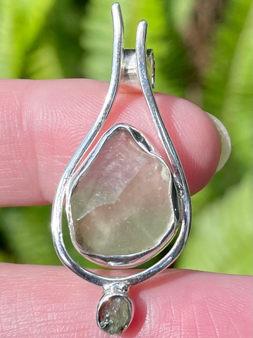 Libyan Desert Glass and Green Apatite Pendant - Morganna’s Treasures 