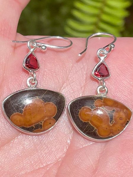 Peanut Obsidian and Garnet Earrings - Morganna’s Treasures 