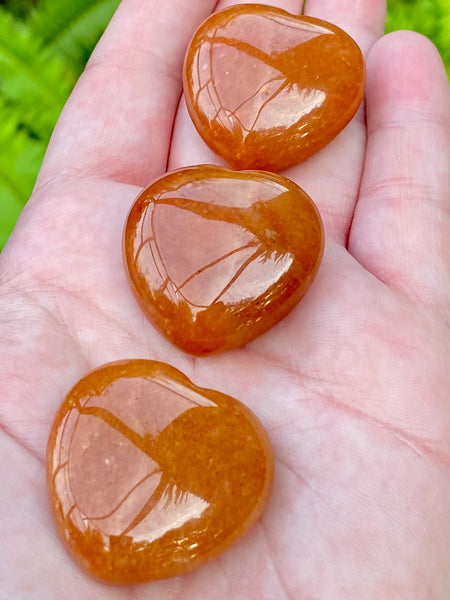 Orange Aventurine Heart Palm Stones - Morganna’s Treasures 