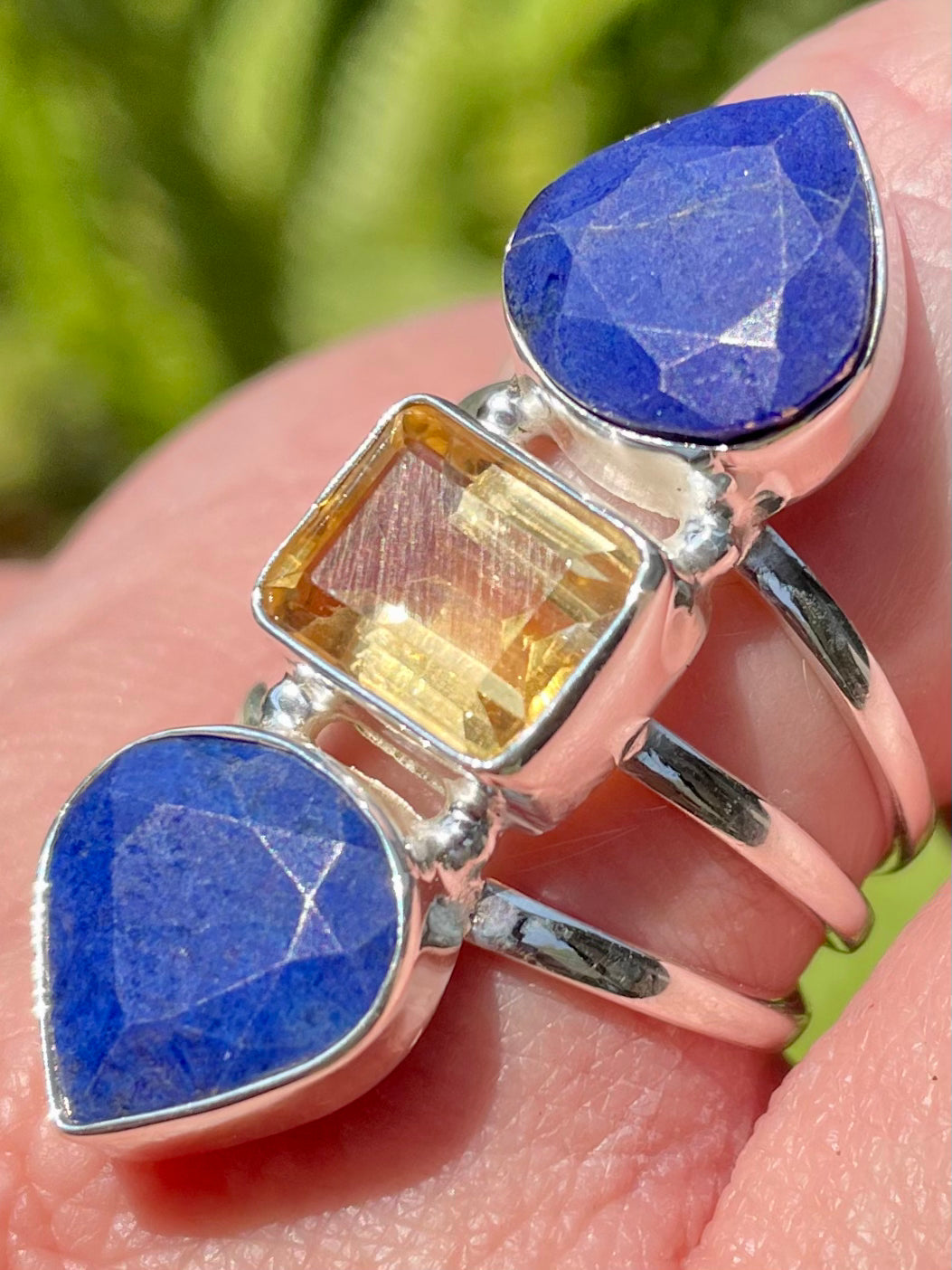Lapis Lazuli and Citrine Ring Size 8.25 - Morganna’s Treasures 
