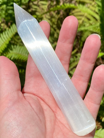 Large Selenite Pointed Wand - Morganna’s Treasures 