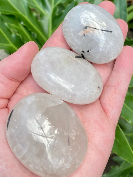 Tourmalinated Quartz Palm Stones - Morganna’s Treasures 