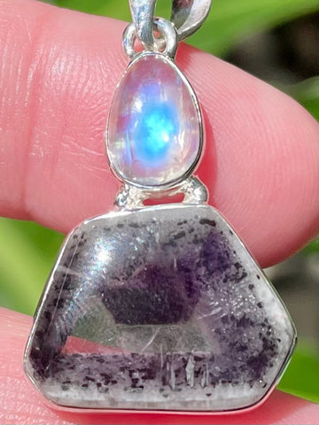 Auralite 23 and Rainbow Moonstone Pendant - Morganna’s Treasures 