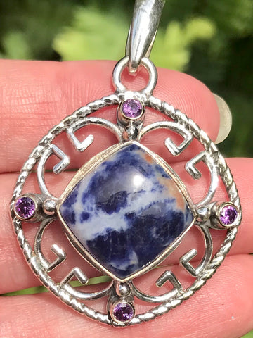 Sodalite and Purple Amethyst Pendant - Morganna’s Treasures 