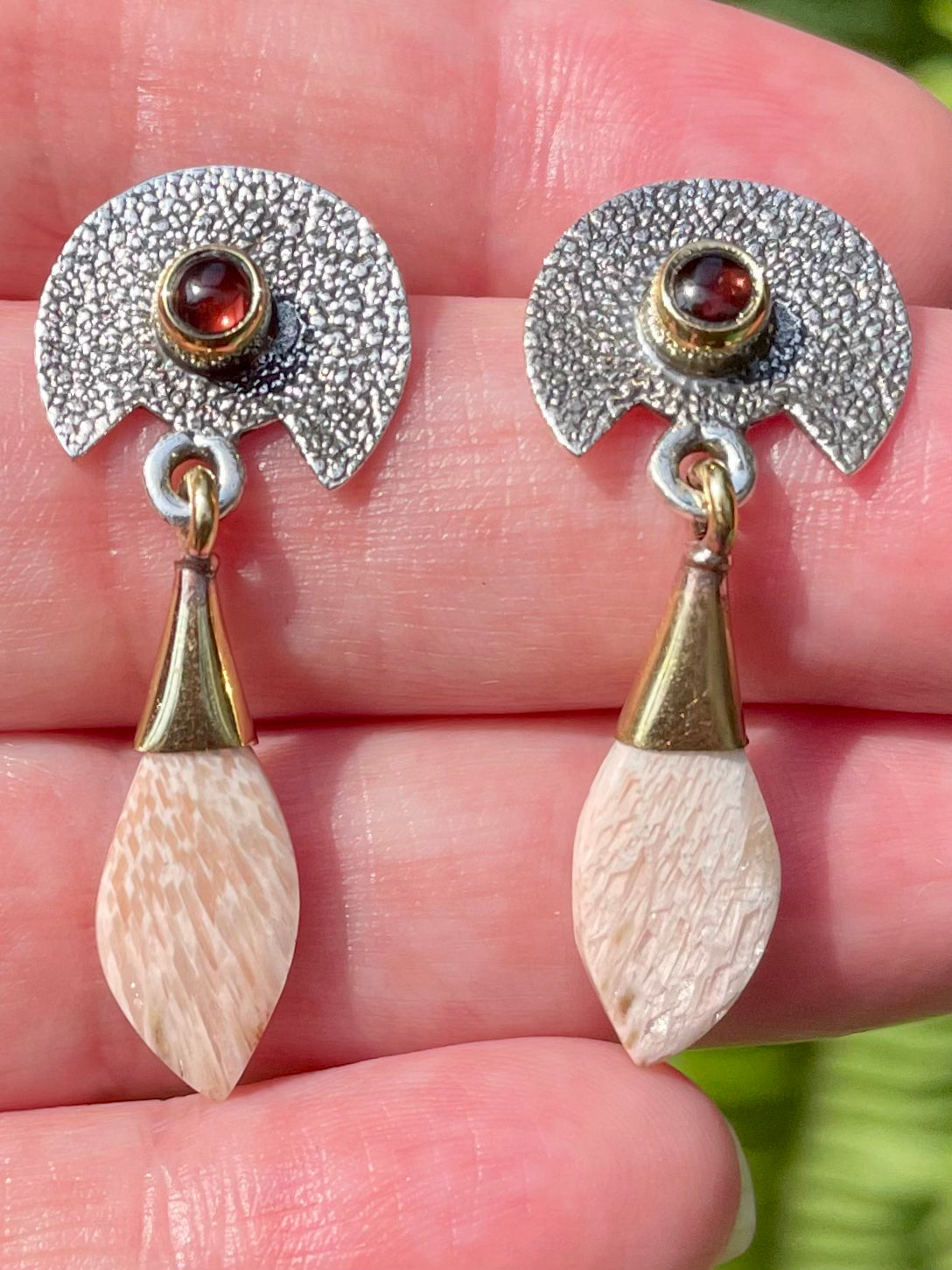 Orange Scolecite and Garnet Earrings - Morganna’s Treasures 