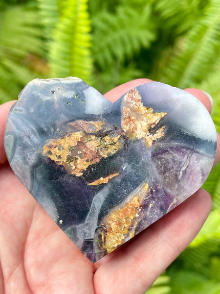 Large Silk Fluorite Heart - Morganna’s Treasures 
