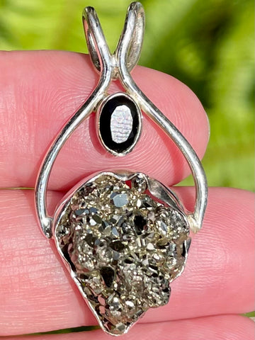 Rough Pyrite and Black Onyx Pendant - Morganna’s Treasures 