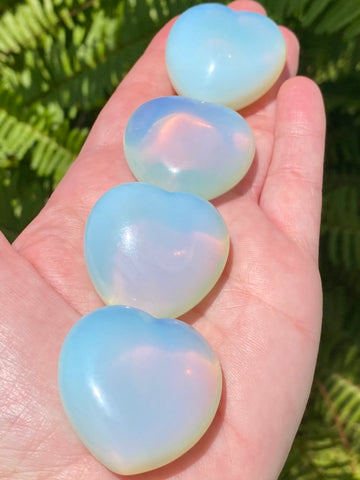 Opalite Heart Pillow Palm Stone - Morganna’s Treasures 