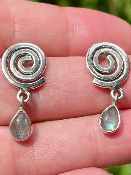 Spiral Studded Labradorite Earrings - Morganna’s Treasures 