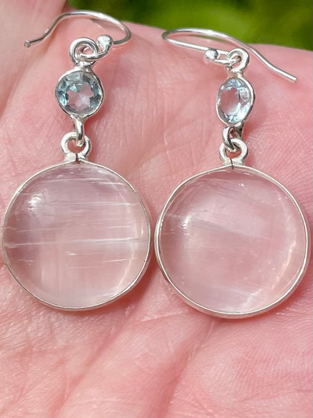 Selenite and Blue Topaz Earrings - Morganna’s Treasures 