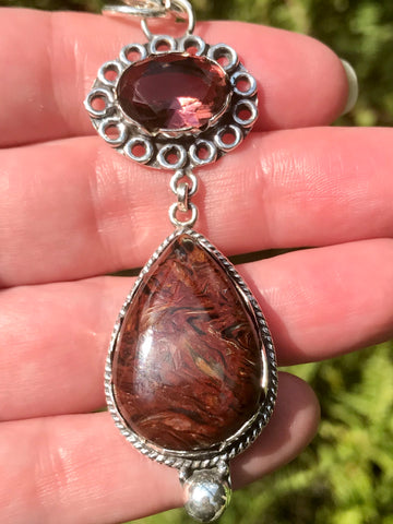 Pietersite and Pink Amethyst Pendant - Morganna’s Treasures 