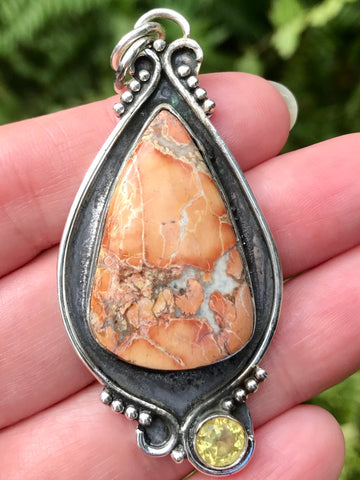 Maligano (Indonesian) Jasper and Lemon Topaz Pendant - Morganna’s Treasures 