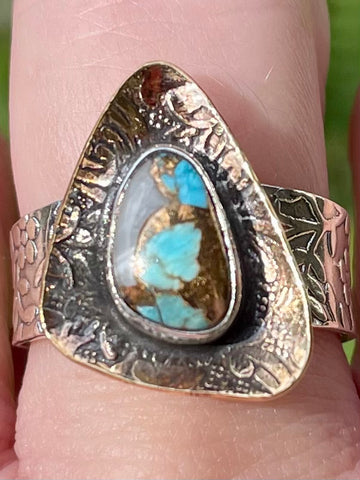 Blue Copper Turquoise Ring Size 8.5 - Morganna’s Treasures 