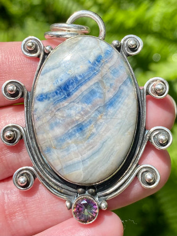 Blue Scheelite from Turkey and Mystic Topaz Pendant - Morganna’s Treasures 