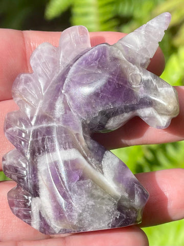 Magnificent Chevron Amethyst Carved Unicorn - Morganna’s Treasures 