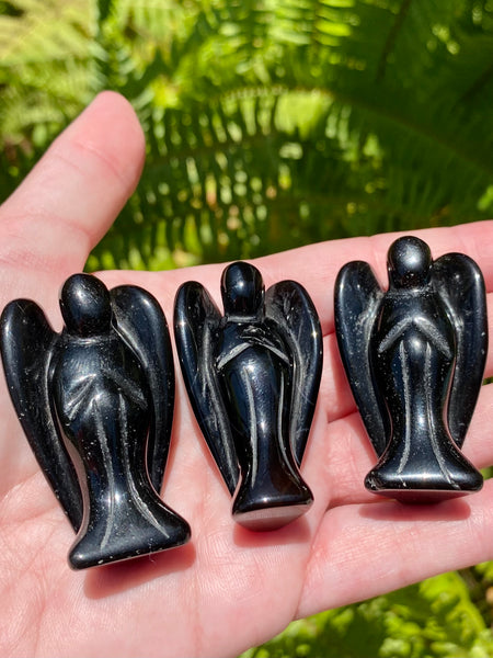 Black Obsidian Pocket Angel - Morganna’s Treasures 