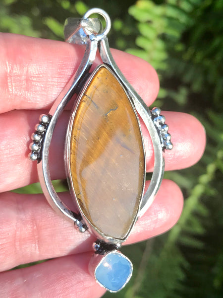 Tigers Eye and Opalite Pendant - Morganna’s Treasures 