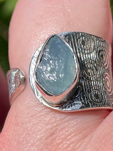 Rough Aquamarine Ring Size 8 Adjustable - Morganna’s Treasures 