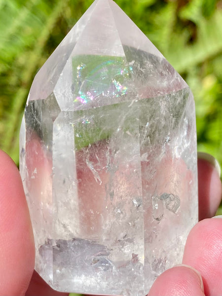 Clear Quartz Crystal Point with Rainbows - Morganna’s Treasures 