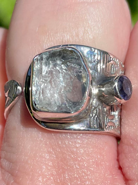 Rough Aquamarine and Iolite Ring Size 8 Adjustable - Morganna’s Treasures 