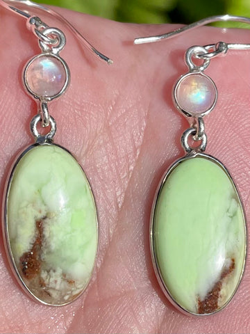 Citron Chrysoprase and Rainbow Moonstone Earrings - Morganna’s Treasures 