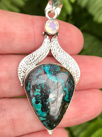 Chrysocolla and Opalite Pendant - Morganna’s Treasures 