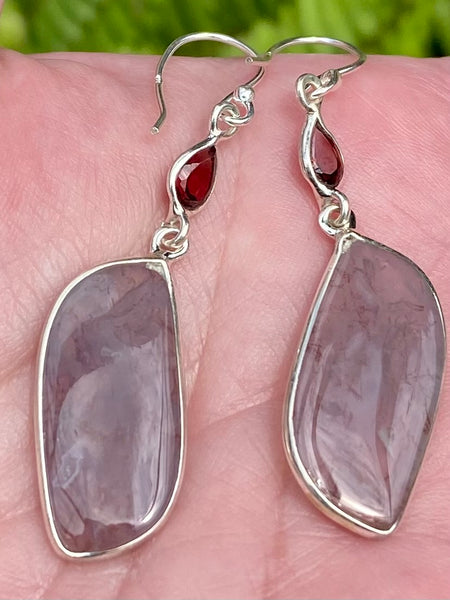 Texas Moss Agate and Garnet Earrings - Morganna’s Treasures 