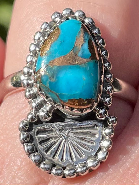Blue Copper Turquoise Ring Size 7.5 - Morganna’s Treasures 