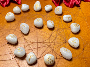 White Agate Rune Divination Set - Morganna’s Treasures 