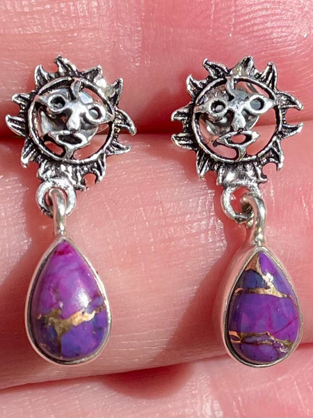 Sun Purple Copper Turquoise Earrings - Morganna’s Treasures 